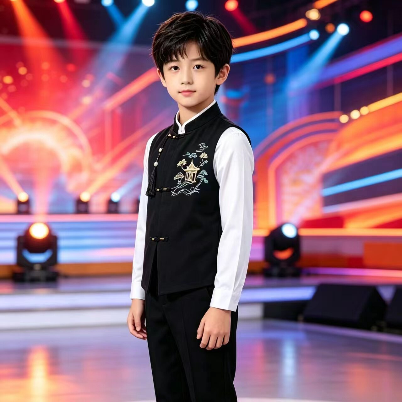 新款儿童合唱演出服小学生表演服中式国风套装初中生朗诵男女班服