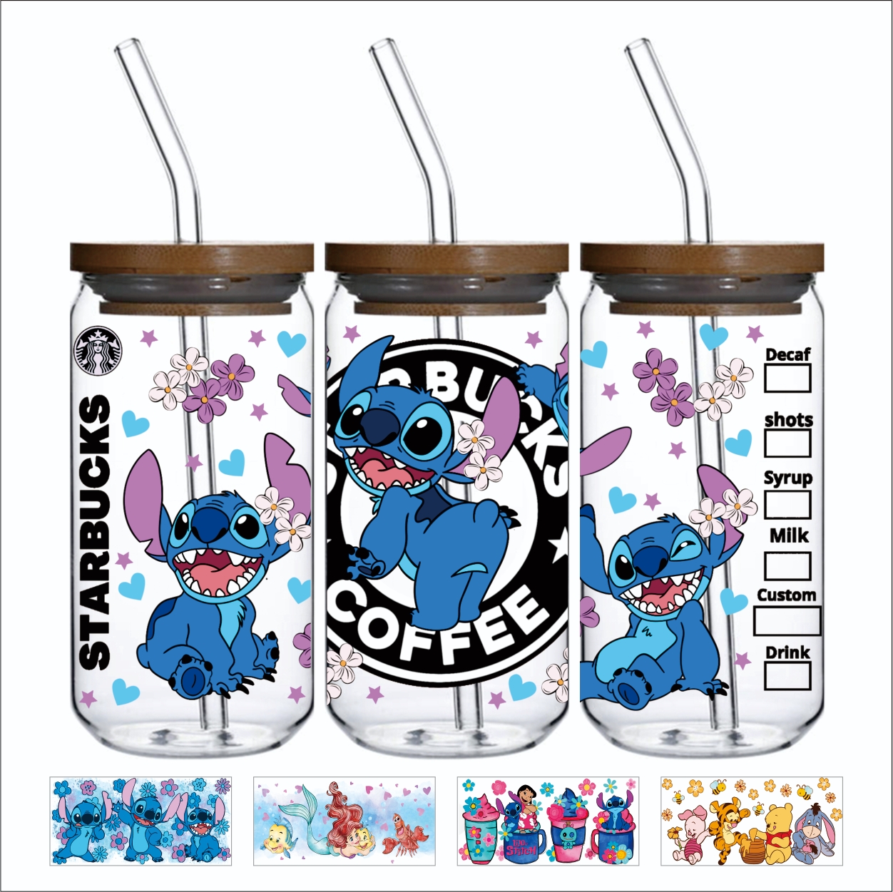 UVDTF转印贴水晶标杯贴16oz玻璃杯贴纸  人物卡通节日款5000+图案