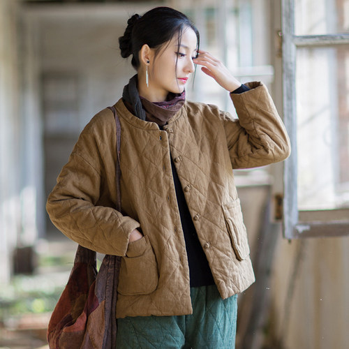 新中式菱格棉服冬季加厚保暖外套