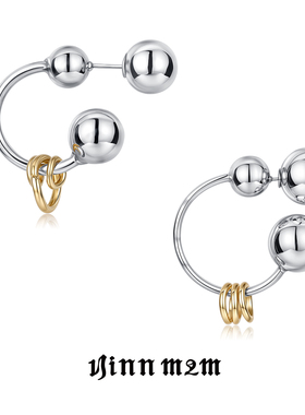 1JINN M2M 重构系列金银球耳环女个性朋克风高级感耳饰