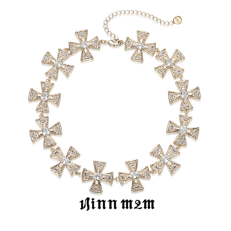 1JINN M2M 复古四方心choker项链高级感轻奢小众设计颈链锁骨链女
