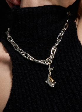 1JINN M2M 原创设计鱼骨拼色链条项链女小众高级感气质毛衣链