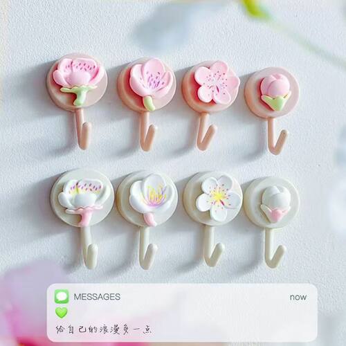 花朵3A免打孔挂钩无痕强力粘贴墙壁挂门后粘钩钥匙宿舍可爱ins风