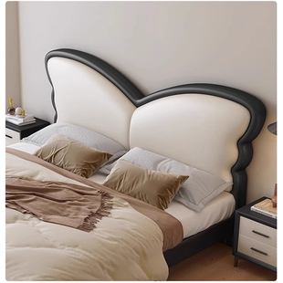 法式奶油风床复古蝴蝶床头轻奢现代简约主卧室床头板软包单床头