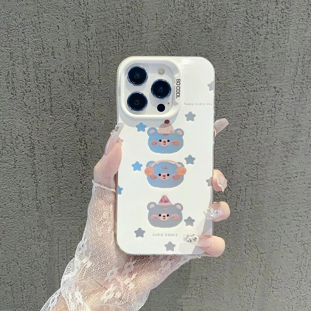 苹果手机壳耳机小熊图案