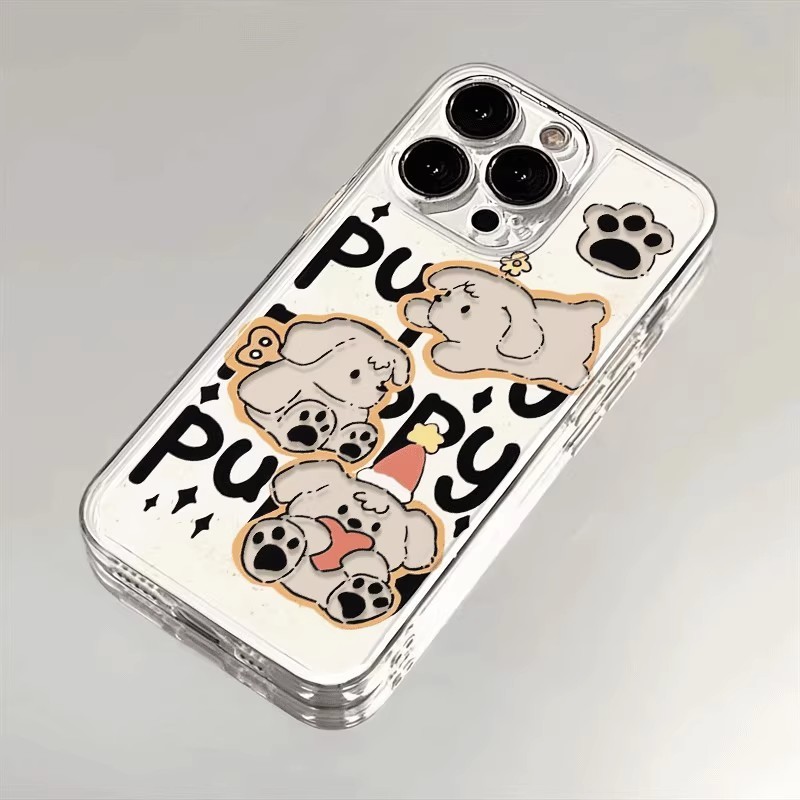 可爱英文三只小狗适用iPhone16promax手机壳小米15oppo华为mate70vivo荣耀红米苹果14创意13卡通12潮流11网红
