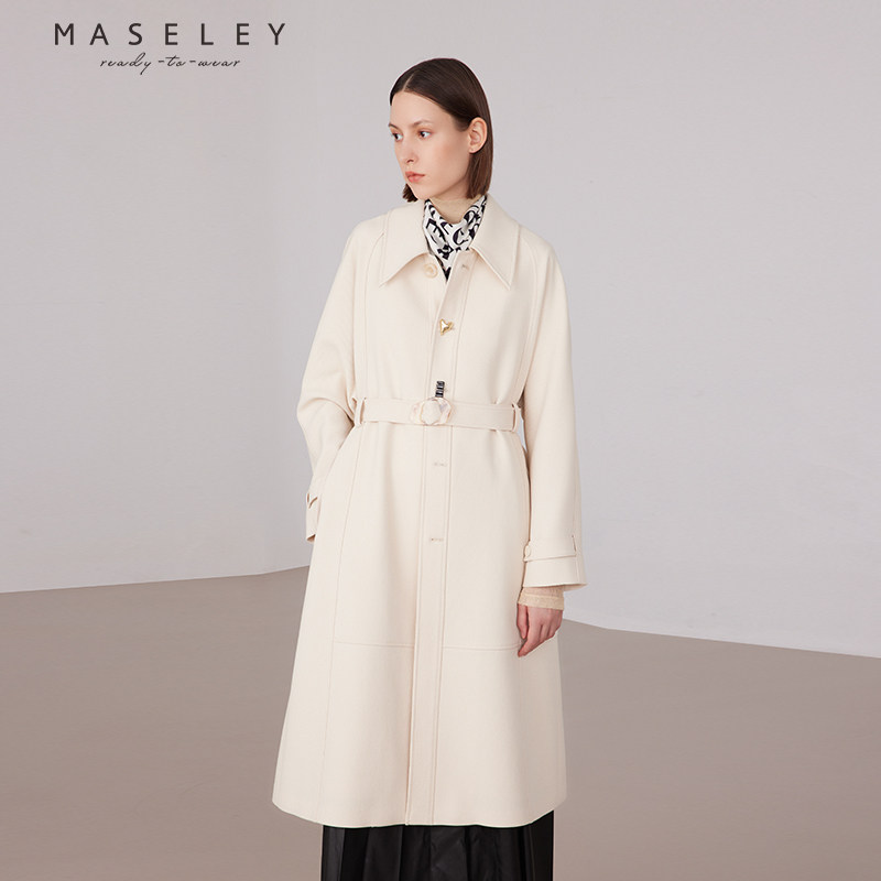 Maseley/玛塞莉风衣春季新款腰带收腰显瘦轻奢淑女气质外套女