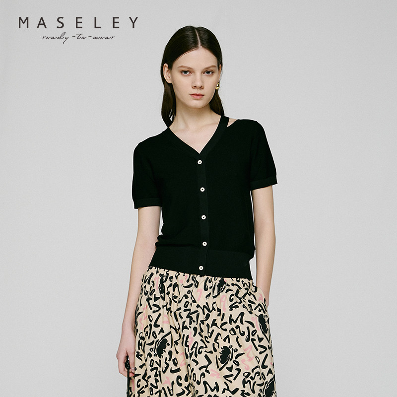 Maseley/玛塞莉年秋季新款针织毛衫女优雅日常百搭气质毛衣
