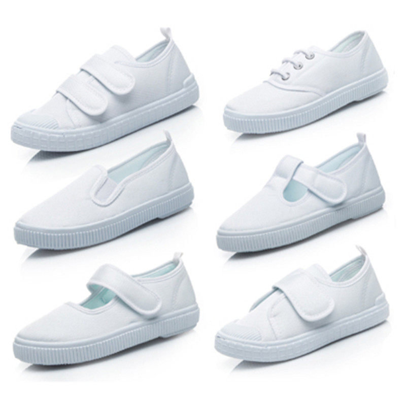 儿童童鞋小白鞋校服演出服白色帆布鞋武术服鞋白布鞋男女童运动鞋