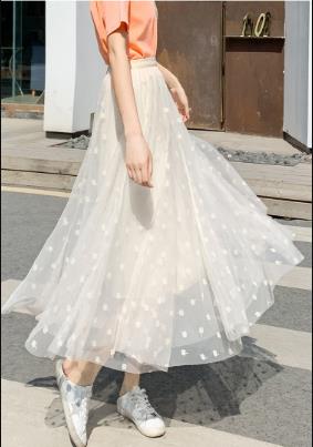 女生高腰韩版网纱半身裙