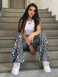 Print Casual Zebra Ladies Trousers 斑马纹女士宽松休闲直筒裤