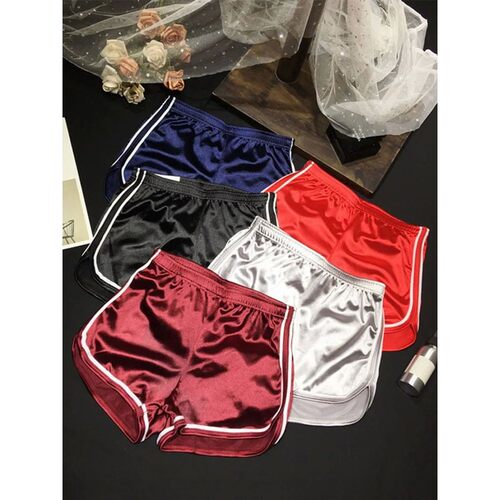 欧美光面松紧高腰运动短裤女夏季
