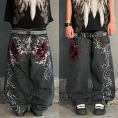 embroidered 复古款 jeans vintage baggy 宽松刺绣牛仔裤 American