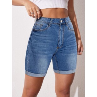 Women 牛仔短裤 Casual Trousers 欧美休闲修身 Denim 百搭女式