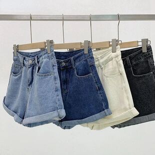 wash Light high waist shorts 水洗高腰卷边 denim A字牛仔短裤