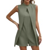 Solid piece color 纯色假两件连体短裤 fake two jumpsuit shorts