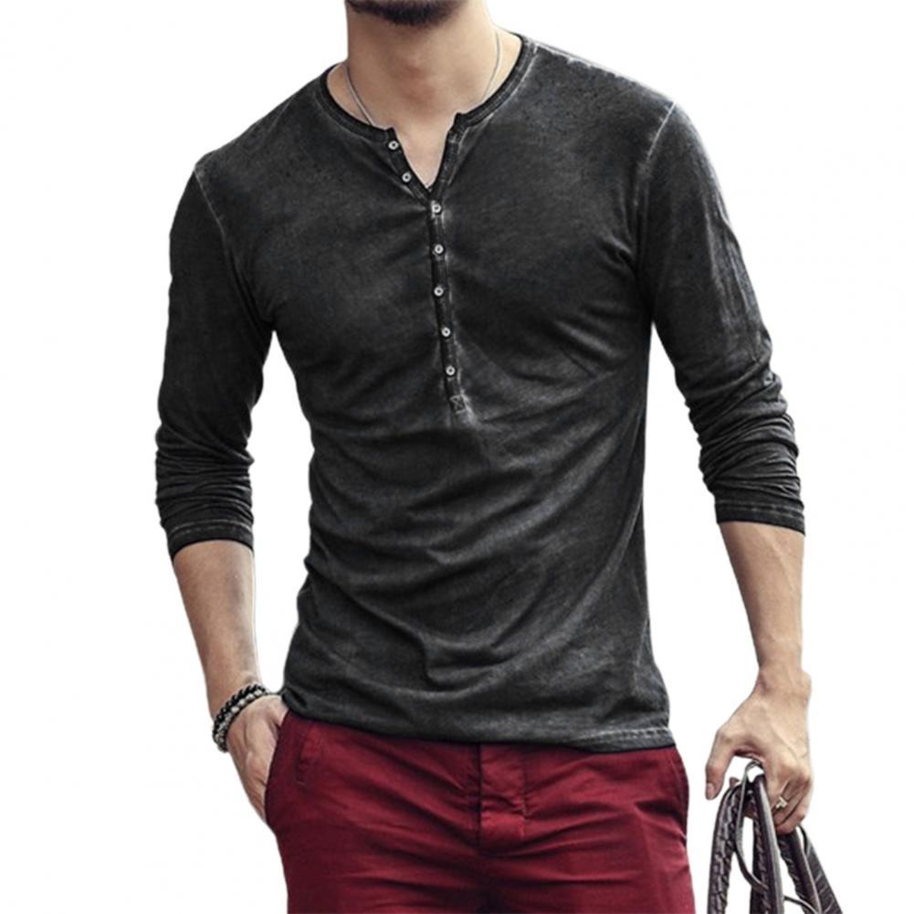 Hot selling small V-neck cardigan long-sleeved henley shirt