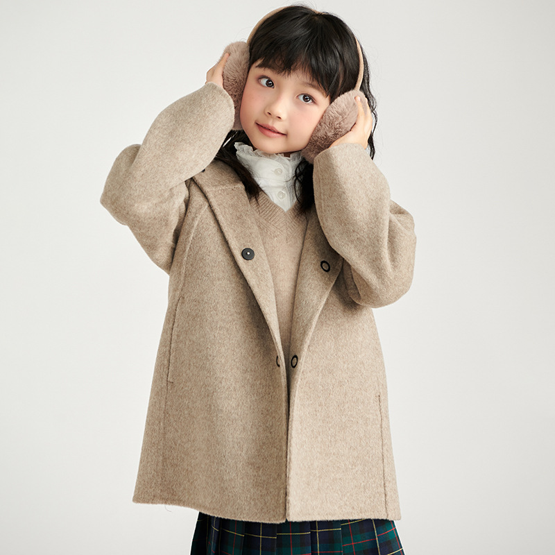 【舒淇同款】儿童双面羊毛大衣男女童装毛呢外套2025秋冬宝宝羊毛