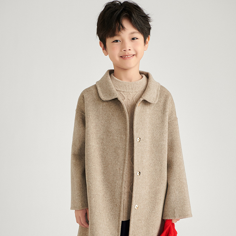 【舒淇同款】女童男童双面羊毛大衣2025秋新款儿童毛呢外套100羊