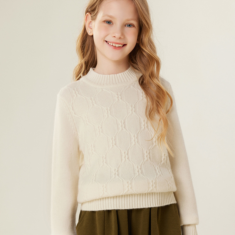 【舒淇同款】儿童小山羊绒衫女圆领女童装秋冬男童毛衣套头宝宝加