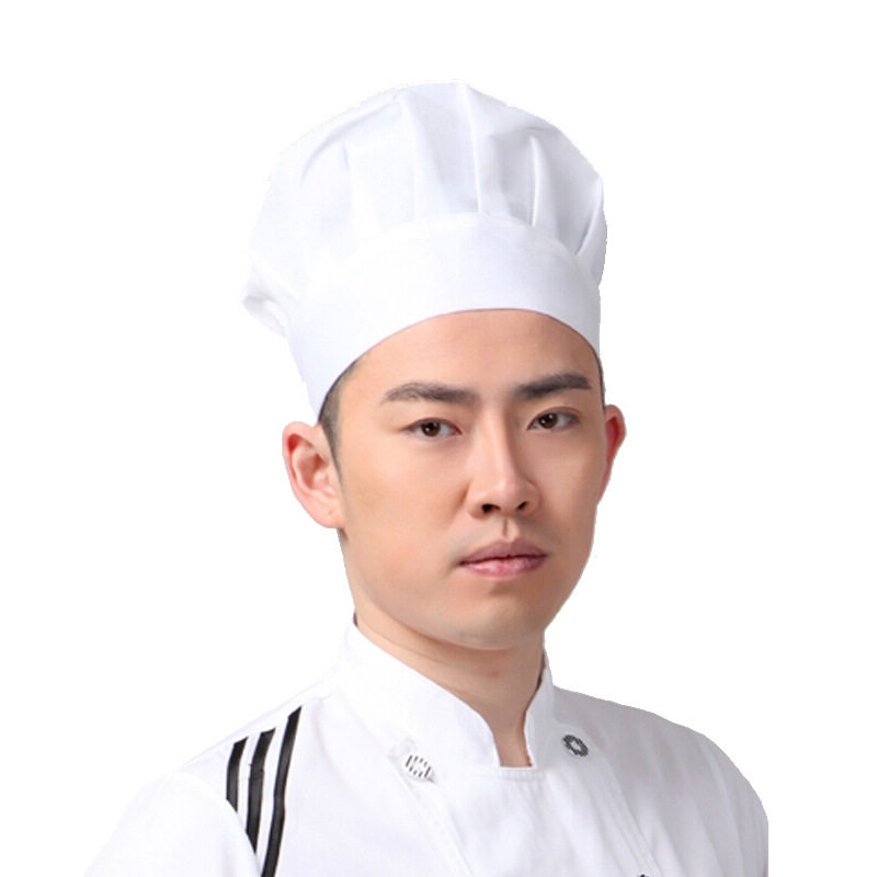 厨师帽子男士棉帽工作帽白色蘑菇帽食品工厂餐饮厨房酒店女蛋糕帽