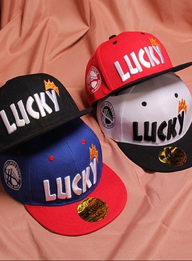 蓝色帽子男童棒球时尚街舞男宝嘻哈儿童平沿帽男孩春秋小童鸭舌帽