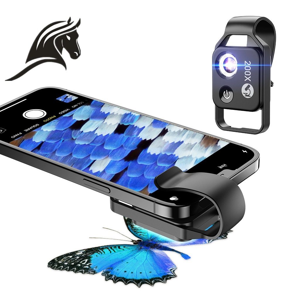 促克里马便携式200倍手机显微镜放大镜高清手机便携式显微镜放大