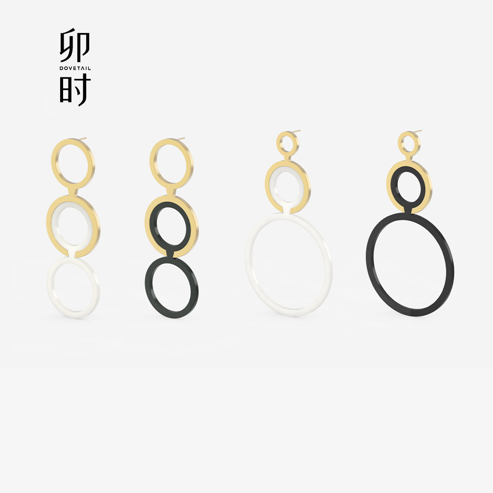 DOVETAIL/卯时珠宝 环扣系列 18K黄金和田玉耳饰