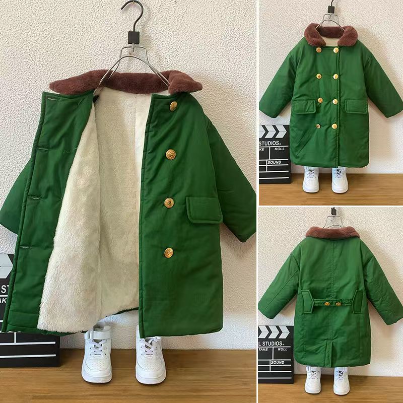 儿童军大衣冬季加绒加厚棉袄