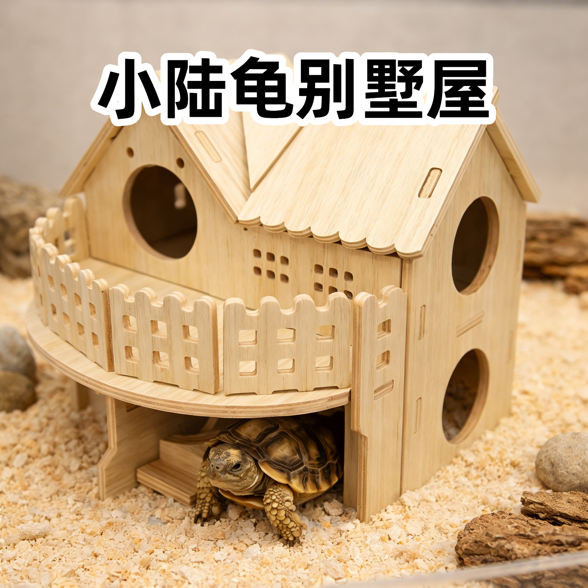 陆龟幼体木质阳台别墅躲避屋小房子造景休息窝用品饲养缸爬宠造景