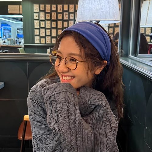 李兰迪同款蓝色宽边发带女2025新款冬韩式发箍头箍日常外戴束发带