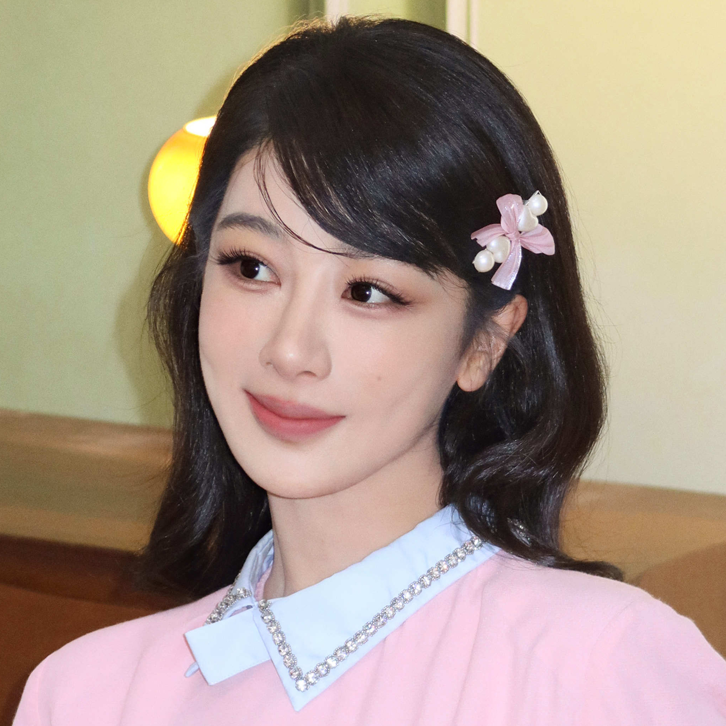 杨紫同款粉色蝴蝶结珍珠发夹甜美可爱精致侧边夹刘海夹发饰女发卡