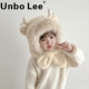 Unbo Lee鹿角儿童男女帽子冬季 围巾一体保暖亲子防寒防风护两件套