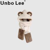 骑行保暖围脖围巾一体帽百搭加绒2024款 Unbo Lee可爱小熊帽女冬季