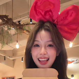 可爱玫红米妮生日发箍同款蝴蝶结头箍卡通聚会生日拍照道具