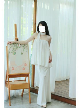 法式小众高级感显瘦白色抹胸背心女新款微胖mm高腰显瘦半裙两件套