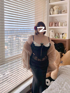 胖mm大码 新款 半裙两件套 女夏季 蕾丝花边拼接设计百搭吊带背心套装