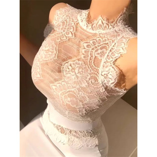 法式名媛御姐轻熟风蕾丝无袖连衣裙女新款微胖风情万种性感包臀裙