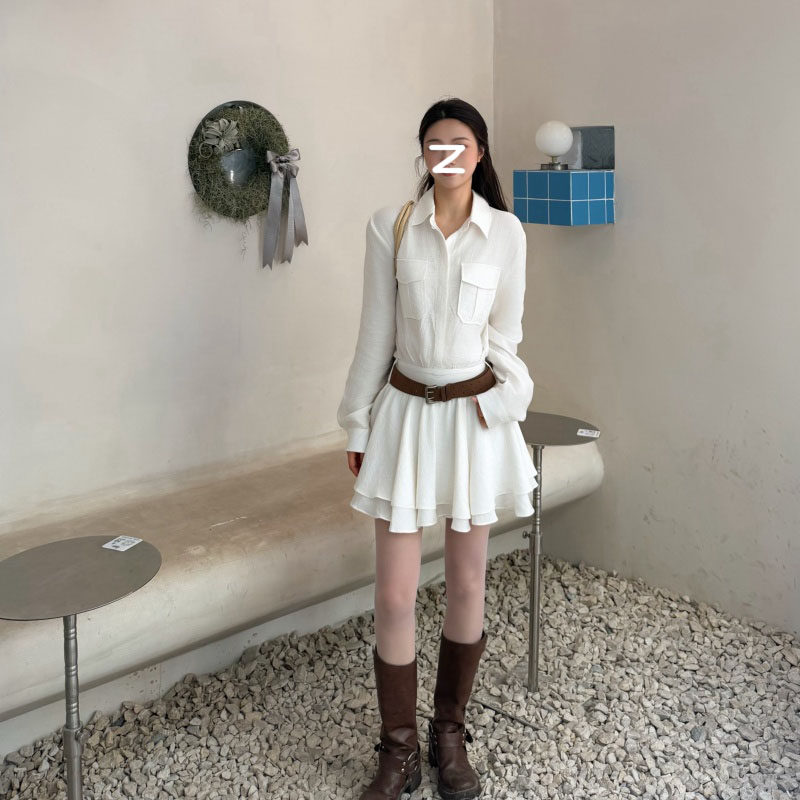 韩系小众极简温柔通勤风长袖连衣裙新款时尚高级度假衬衫裙＋腰带,女装/女士精品,时尚套装,淘宝优惠券,粉丝福利购,淘宝优惠卷