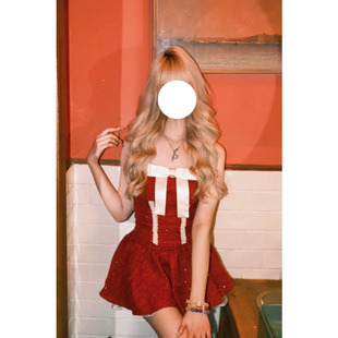 半身裙两件套 微胖mm显瘦大码 蝴蝶结蕾丝边修身 吊带背心上衣女夏季