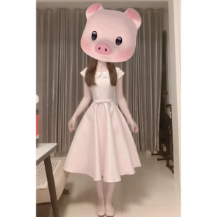 法式 礼服甜美气质收腰长裙 千金风娃娃领连衣裙新款 微胖高级感时尚