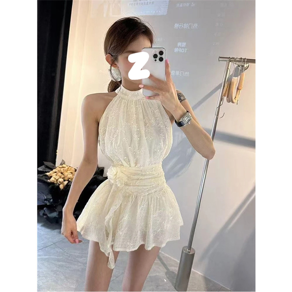 新款时尚高级感轻奢名媛千金风掐腰显瘦A字短裙女微胖清新连衣裙