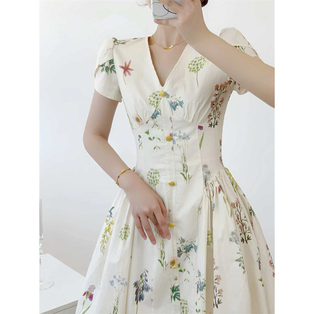 小清新时尚气质温柔甜美风新款碎花设计感短袖连衣裙微胖掐腰裙子,女装/女士精品,连衣裙,淘宝优惠券,粉丝福利购,淘宝优惠卷