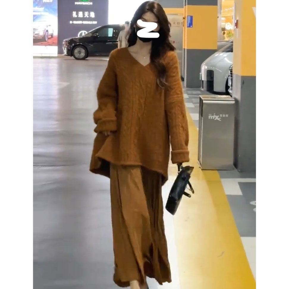 胖mm大码法式复古优雅慵懒风两件套女冬季新款毛衣显瘦半身裙套装,女装/女士精品,时尚套装,淘宝优惠券,粉丝福利购,淘宝优惠卷