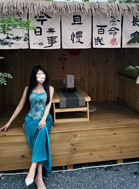 大码茶歇法式印花抹胸上衣女夏季新款微胖ｍｍ显瘦收腰半裙两件套