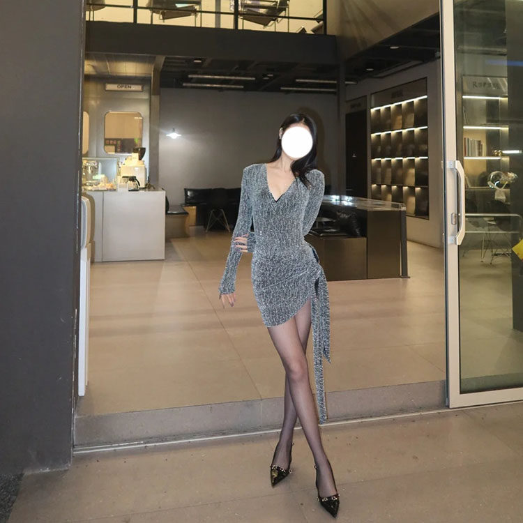 新款性感微胖长袖V领上衣套装大码设计感显瘦绑带半身裙两件套女,女装/女士精品,时尚套装,淘宝优惠券,粉丝福利购,淘宝优惠卷