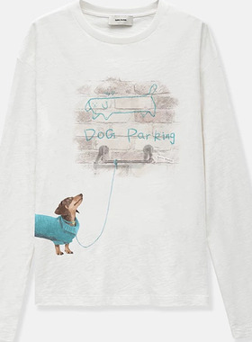 【官方正品】Epide Prefab泊车位小狗印花竹节长袖T恤TEE
