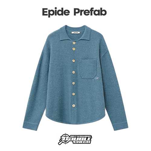 【Epide Prefab】pasture牧场漫游宽松羊毛混纺刺绣雀蓝衬衫夹克