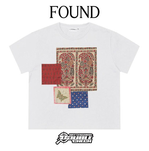 【Profound】 Patchwork-print short-sleeve复古拼布印花短袖T恤