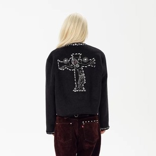 GOODBRAND 手工鉆飾線條小香風羊毛外套 男女同款 老白同款